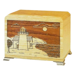 Lighthouse Oak Wooden Urn