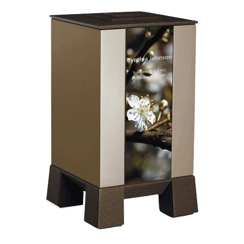 Gold & Cherry Modern Cremation Urn 1 Gold & Cherry Modern Cremation Urn