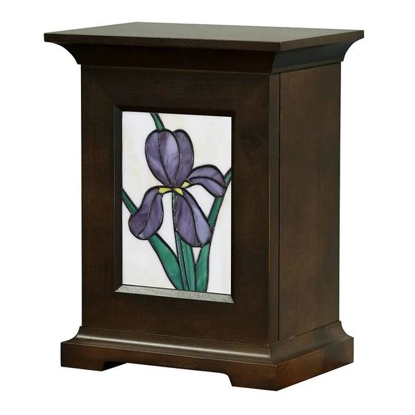 Lavender Iris Stained Glass Keepsake Urn 1 Lavender Iris Stained Glass Keepsake Urn